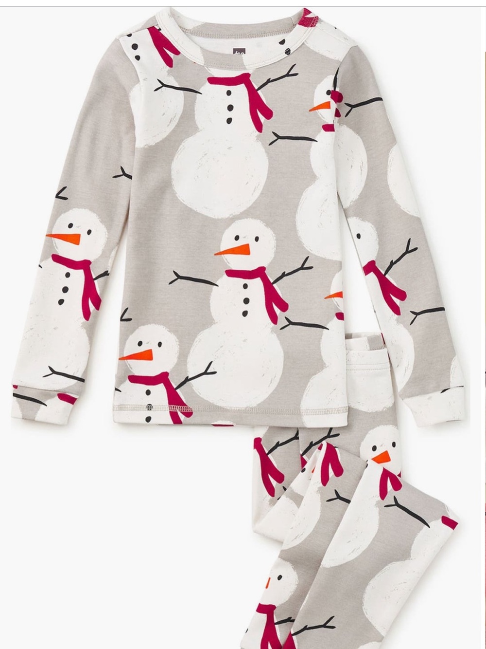 Tea Collection Gray Snowman Print Kids Pajama Set